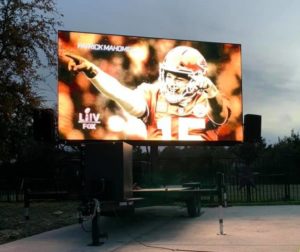 Patrick Mahomes on Mobile LED Screen Trailer for Super Bowl 2020
